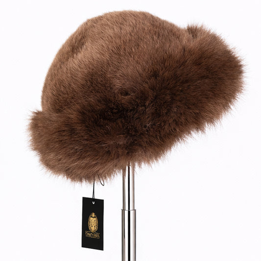 Hnědá zimní čepice z umělé kožešiny – univerzální velikost