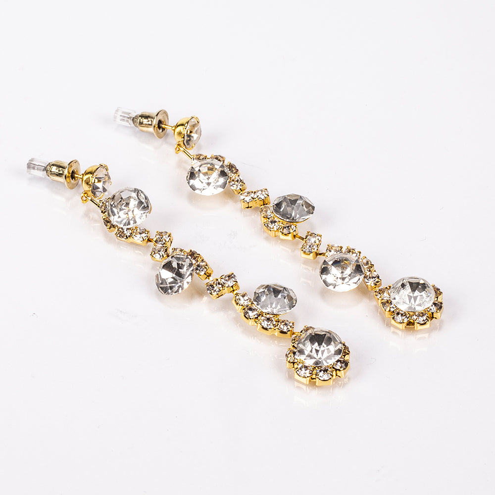 Pozlacený Slitinový Kabelka s Bílým Emporia® Křišťálem ( Náhrdelník+Náušnice+Náramek+Prsten ) 4 