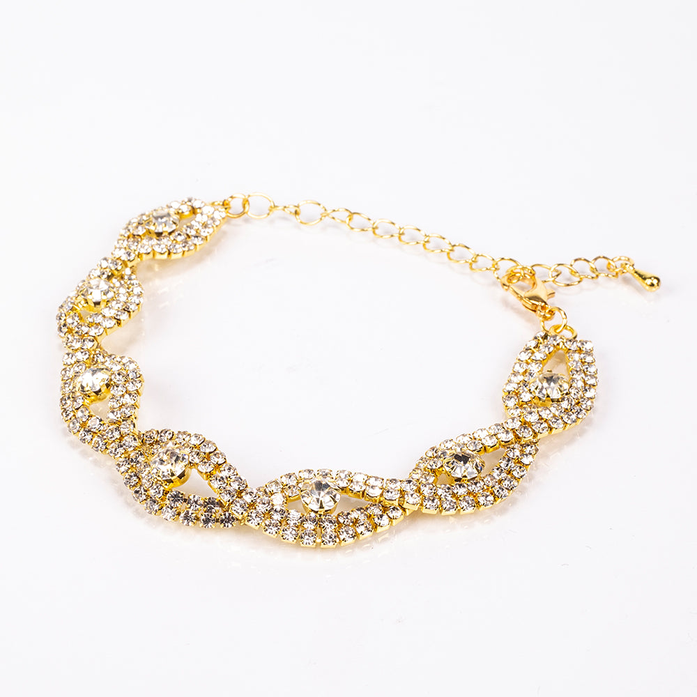 Pozlacený Slitinový Kabelka s Bílým Emporia® Křišťálem ( Náhrdelník+Náušnice+Náramek+Prsten ) 5 