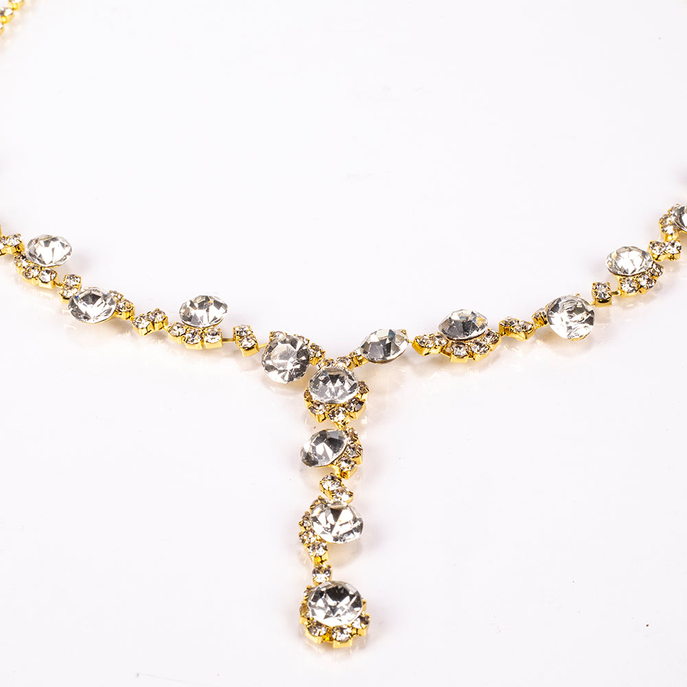 Pozlacený Slitinový Kabelka s Bílým Emporia® Křišťálem ( Náhrdelník+Náušnice+Náramek+Prsten ) 6 