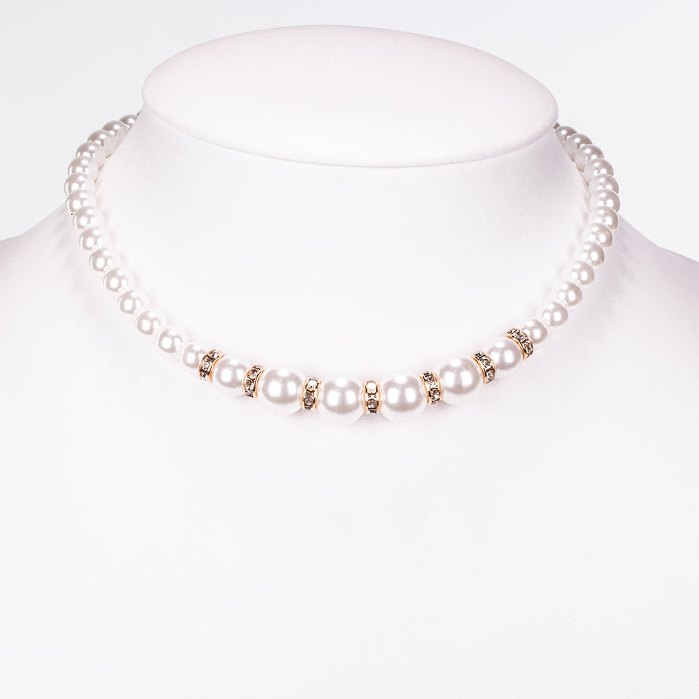 Pozlacený Slitinový Hodinky s Bílým Emporia® Křišťálem ( Náhrdelník+Náušnice+Náramek ) 10 