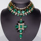 Pozlacená Slitinová Sada se Zeleným Emporia® Křišťálem a Bílým Emporia® Křišťálem ( Náhrdelník+Náušnice )
