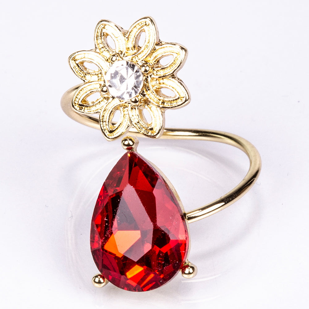 Pozlacená Slitinová Sada s Červeným Emporia® Křišťálem a Bílým Emporia® Křišťálem ( Náhrdelník+Náušnice ) 2 