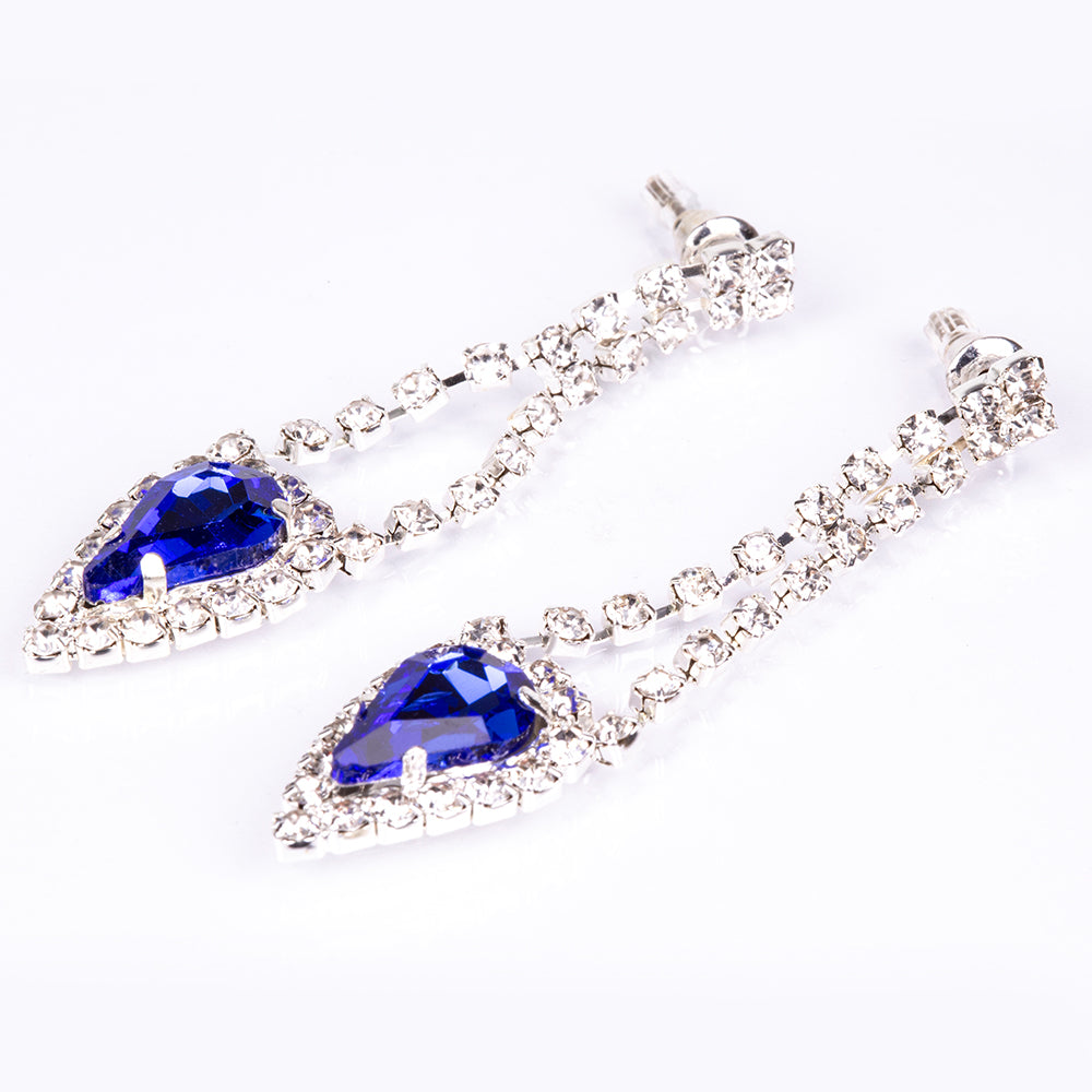 Pozlacená Slitinová Sada s Modrým Emporia® Křišťálem a Bílým Emporia® Křišťálem ( Náhrdelník+Náušnice ) 2 