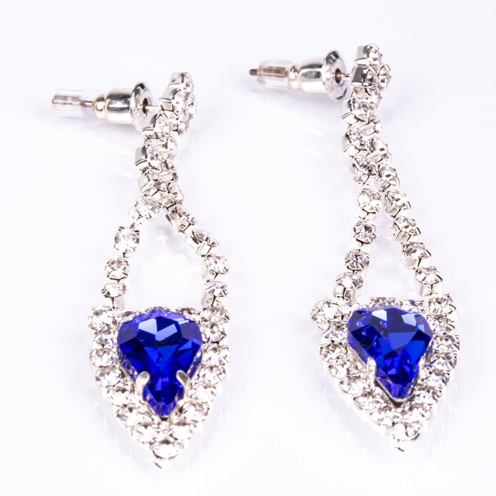 Pozlacená Slitinová Sada s Modrým Emporia® Křišťálem a Bílým Emporia® Křišťálem ( Náhrdelník+Náušnice ) 3 