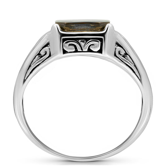 Stříbro 925/1000 - Prsten s Mušlí Abalone - Karátové číslo: 1.25. přibližná hmotnost: 8.35 gramů