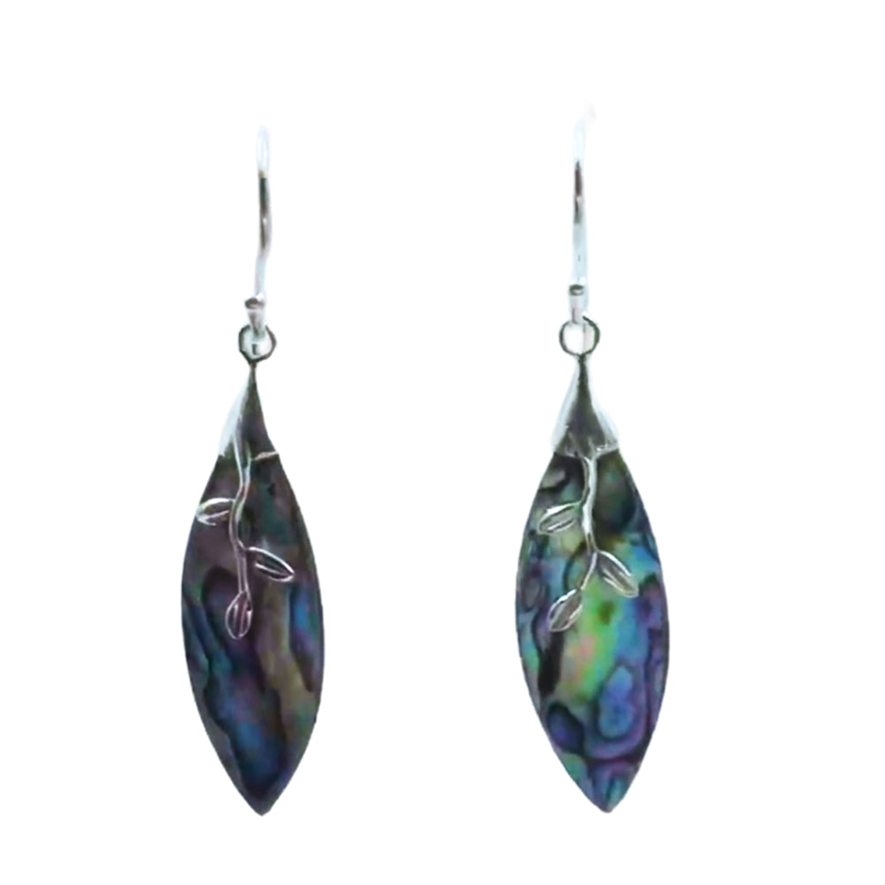 Stříbro 925/1000 - Náušnice s Mušlí Abalone - Karátové číslo: 1.15. přibližná hmotnost: 1.3 gramů