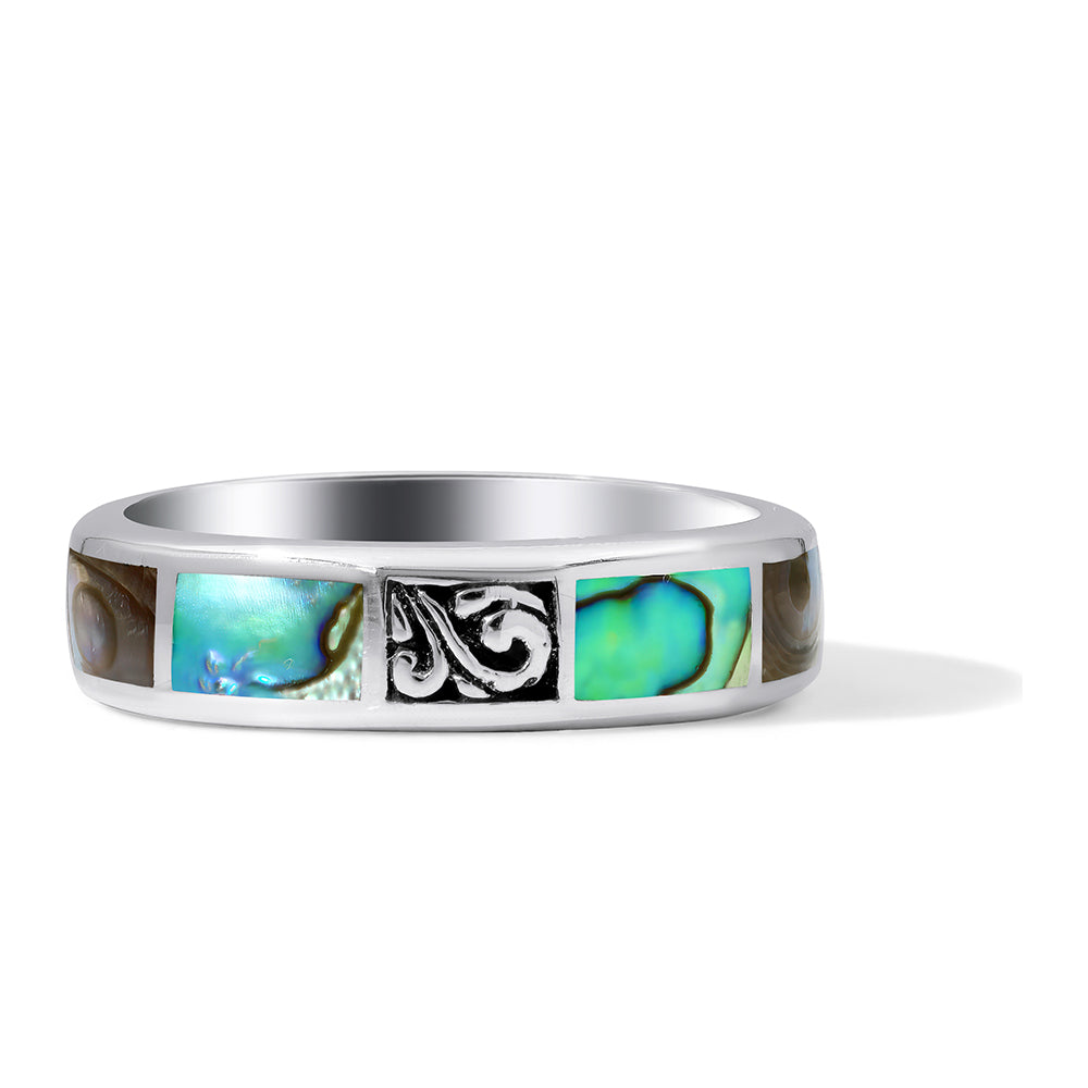 Stříbro 925/1000 - Prsten s Mušlí Abalone - Karátové číslo: 1.1. přibližná hmotnost: 9.72 gramů 1 