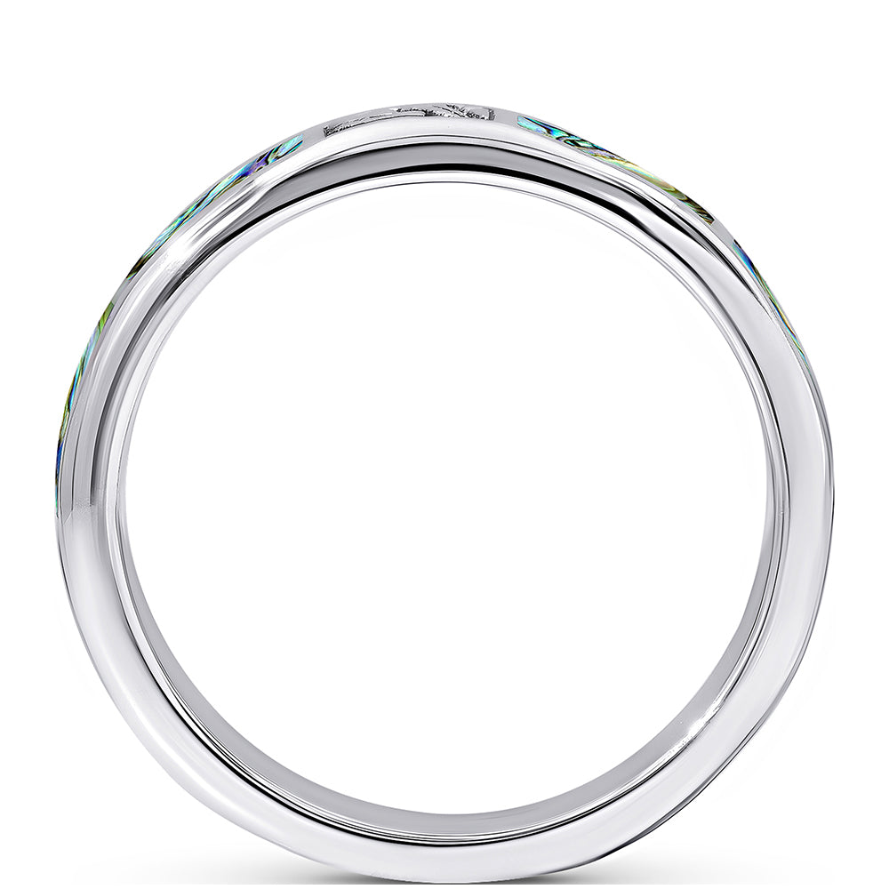 Stříbro 925/1000 - Prsten s Mušlí Abalone - Karátové číslo: 1.1. přibližná hmotnost: 9.72 gramů