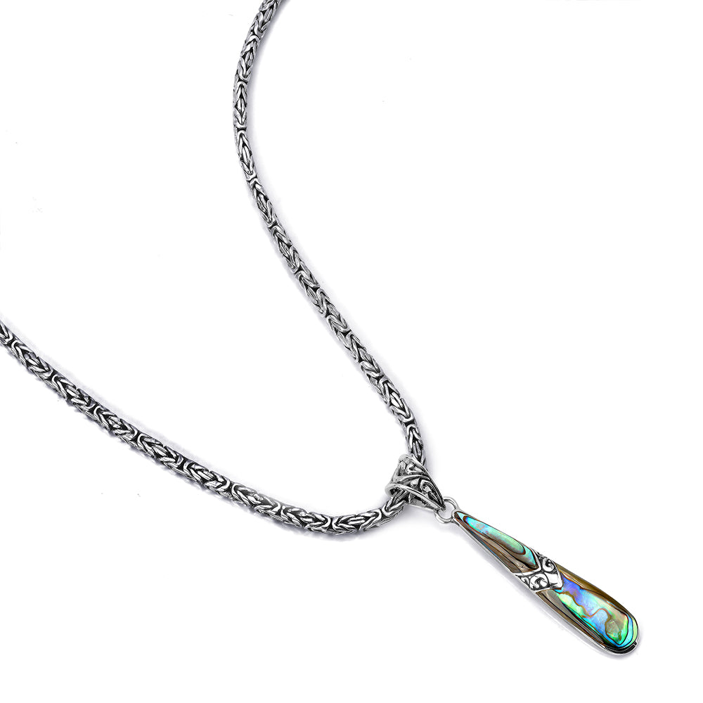 Stříbro 925/1000 - Přívěsek s Mušlí Abalone - Karátové číslo: 1. přibližná hmotnost: 3.97 gramů