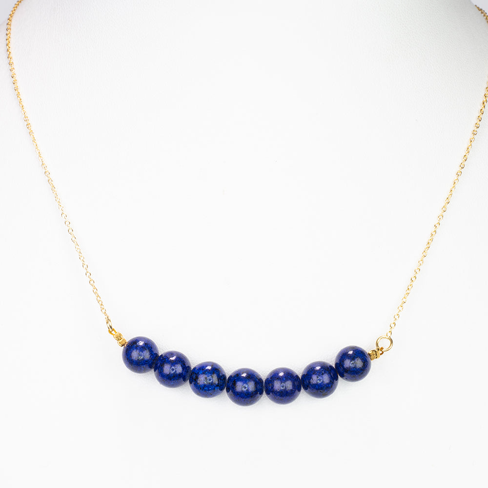 Pozlacený Stříbrný Náhrdelník s Lapisem Lazuli 5 