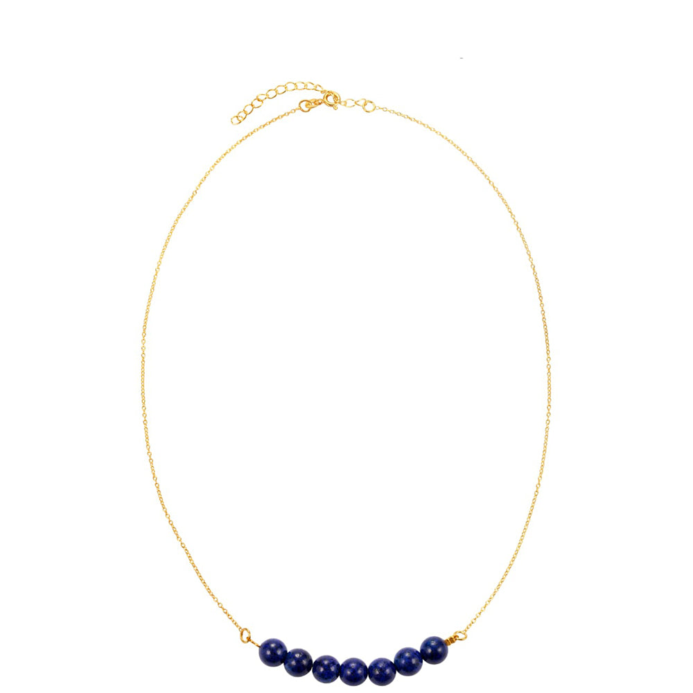 Pozlacený Stříbrný Náhrdelník s Lapisem Lazuli 3 