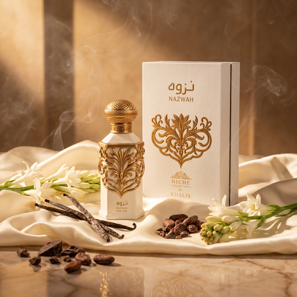 100 ml Eau de Perfume Oriental NAZWAH (TOP: Milk, Ambrette (Musk Mallow) and Mystikal; MIDDLE: Tuberose, Jasmine, Incense and Mahonial; BASE: Vanilla, Musk, Tonka Bean and Cacao) 4 