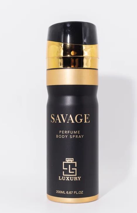Perfume Body Spray SAVAGE 200 ML (TOP: GRAPEFRUIT, PINK PEPPER, LEMON, MANDARIN; MIDDLE: ELEMI, LAVENDER, GERANIUM, MAGNOLIA; BASE: PATCHOULI, MUSK, LEATHER, TONKA, WOODY, AMBER) 2 