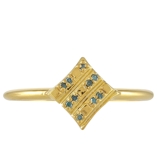 Pozlacený Stříbrný Prsten s Modrým Diamantem