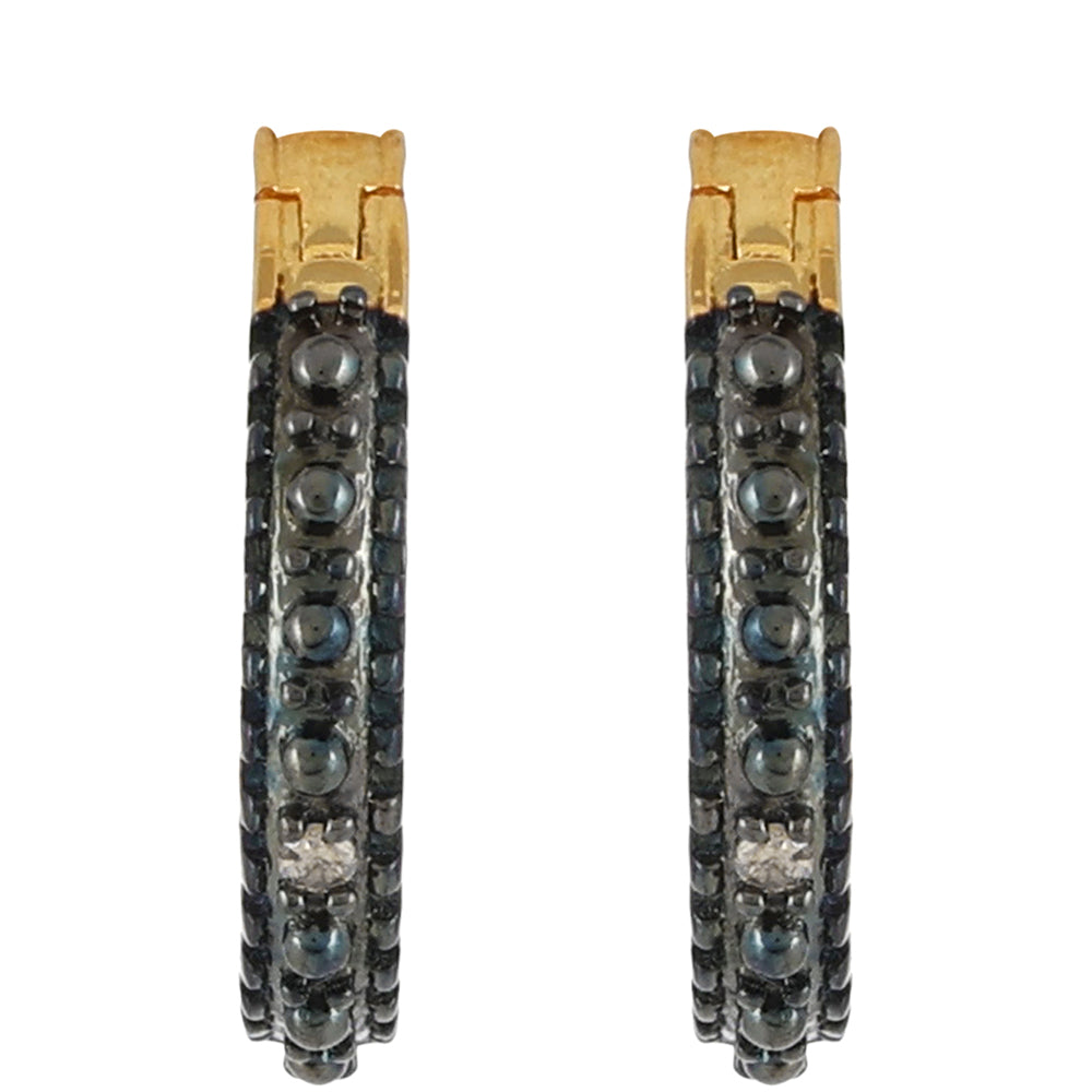 Pozlacené Stříbro 925/1000 - Náušnice s Champagne Diamantem - Karátové číslo: 0.01. přibližná hmotnost: 1.64 gramů