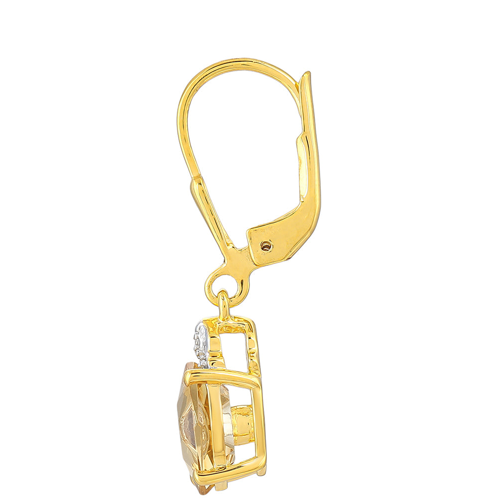 Pozlacené Stříbrné Náušnice s Tanzanitem a Champagne Křemenem 2 