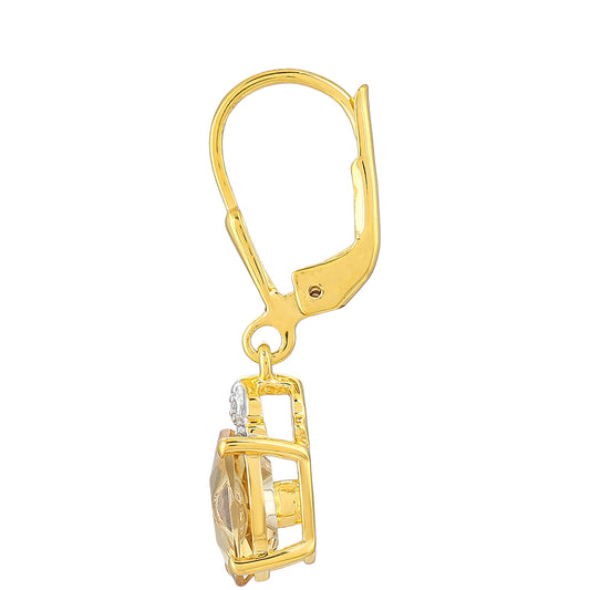 Pozlacené Stříbrné Náušnice s Tanzanitem a Champagne Křemenem