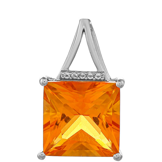 Stříbrný Přívěsek s Padparadscha Křemenem a Bílým Topazem