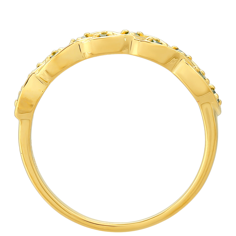 Pozlacený Stříbrný Prsten se Zeleným Diamantem 4 