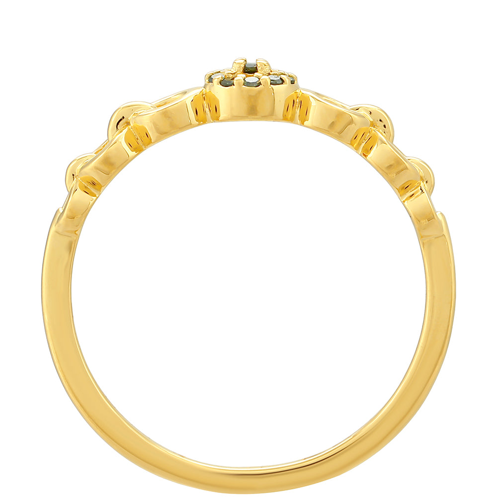 Pozlacené Stříbro 925/1000 - Prsten se Zeleným Diamantem - Karátové číslo: 0.05. přibližná hmotnost: 1.49 gramů 4 