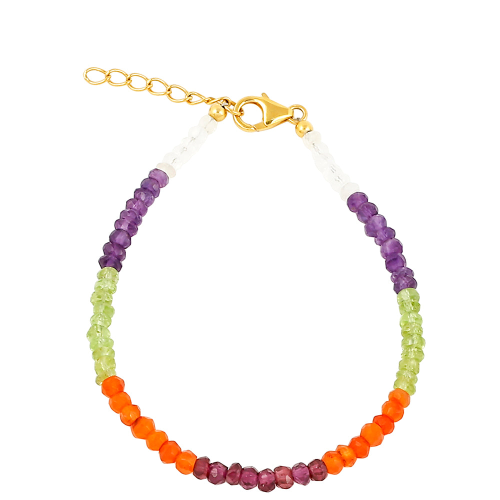 Pozlacený Stříbrný Náramek s Kaleidoskop Drahokamem