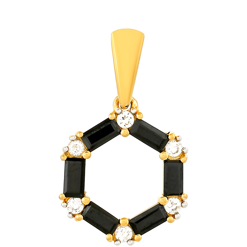 Pozlacený Stříbrný Přívěsek s Černým Turmalínem a Bílým Topazem 1 