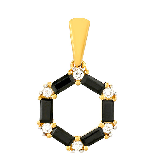 Pozlacený Stříbrný Přívěsek s Černým Turmalínem a Bílým Topazem