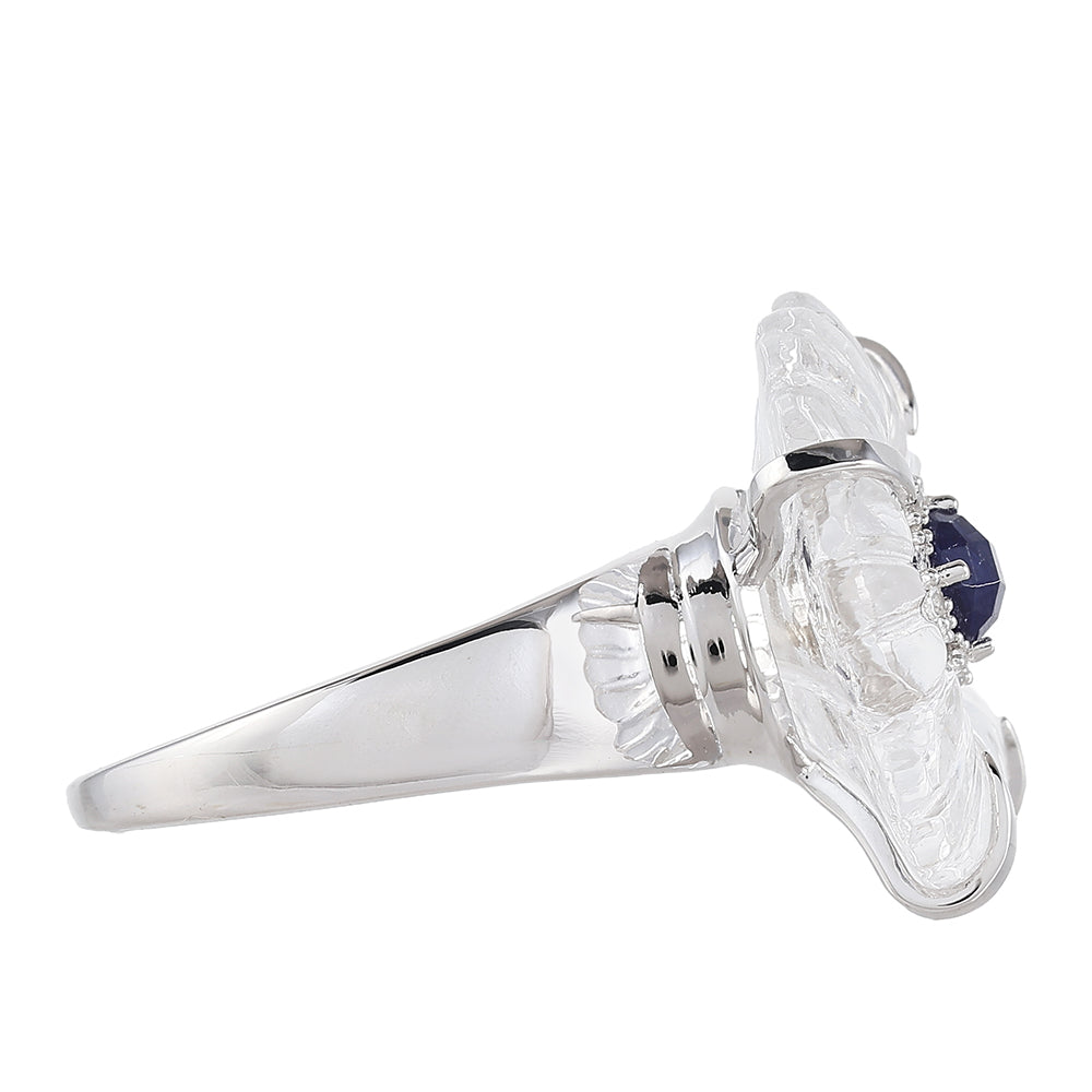 Stříbrný Prsten s Thajským Safírem a Křišťálovým Křemenem