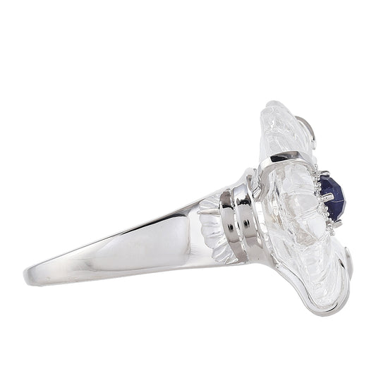 Stříbrný Prsten s Thajským Safírem a Křišťálovým Křemenem