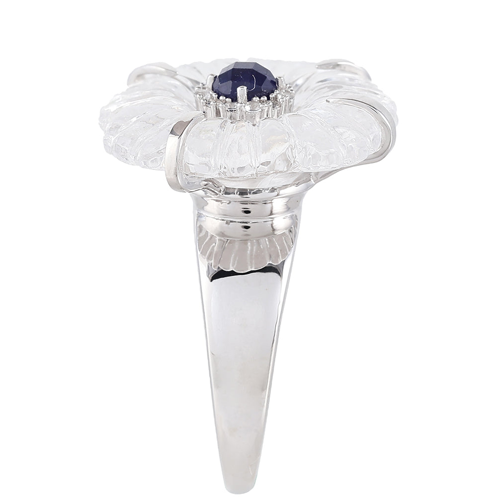 Stříbrný Prsten s Thajským Safírem a Křišťálovým Křemenem 3 