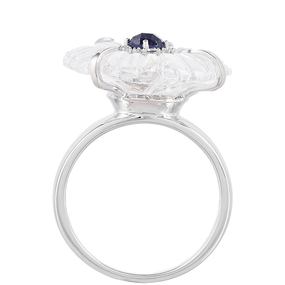 Stříbrný Prsten s Thajským Safírem a Křišťálovým Křemenem