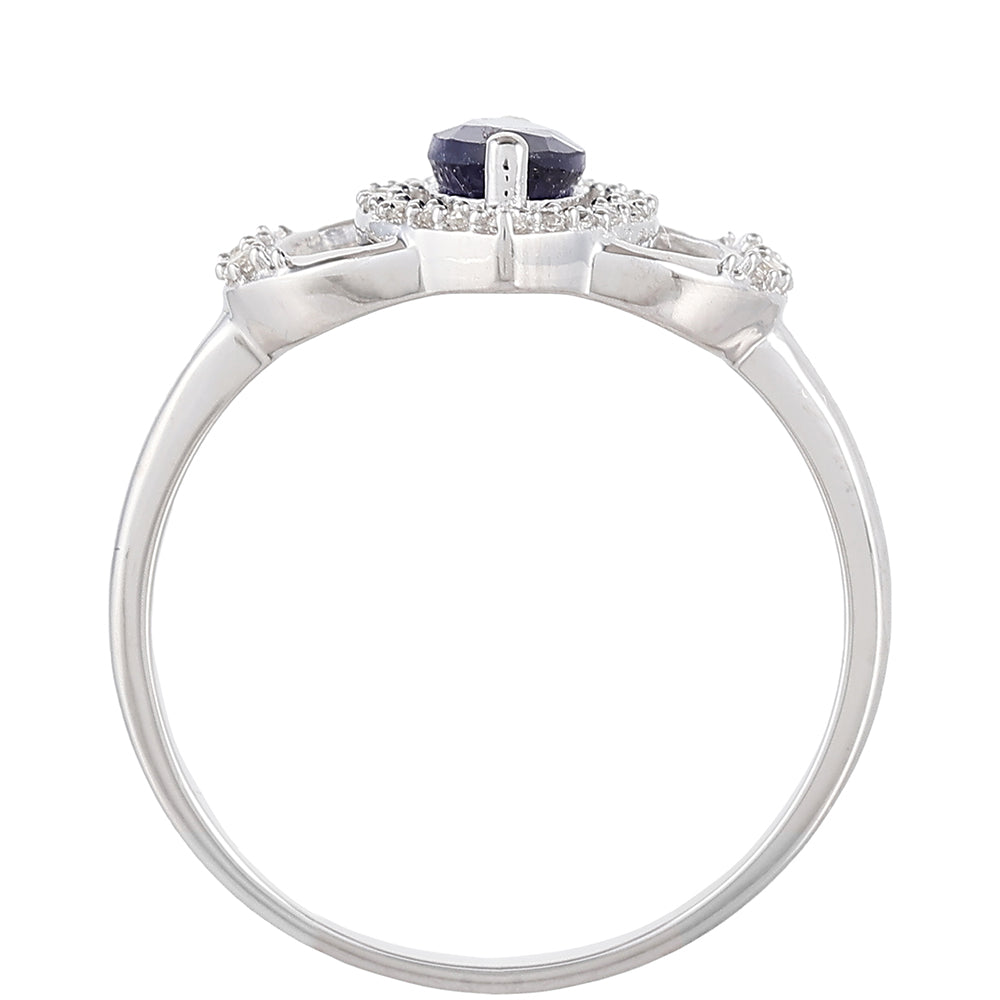 Stříbro 925/1000 - Prsten s Thajským Safírem a Bílým Topazem - Karátové číslo: 0.95. přibližná hmotnost: 2.01 gramů 4 