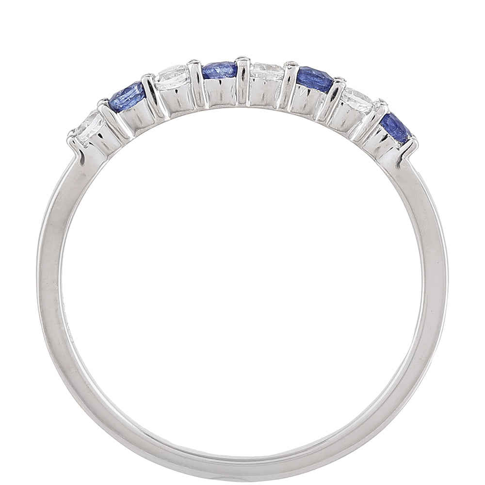 Stříbrný Prsten s Thajským Safírem a Bílým Topazem