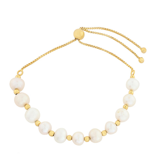 Pozlacené Stříbro 925/1000 - Náramek s Barokní Sladkovodní Kultivovanou Perlou - Karátové číslo: 23.74. přibližná hmotnost: 7.51 gramů