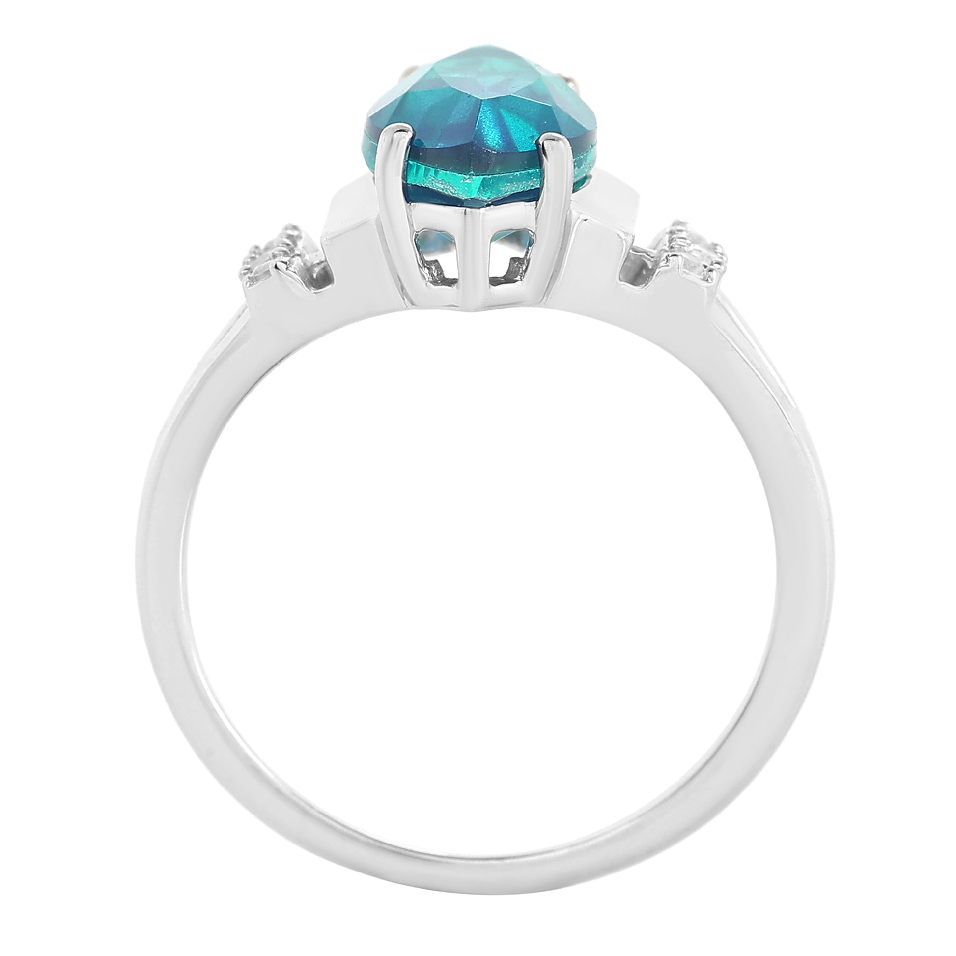 Stříbro 925/1000 - Prsten s Pavím Křemenem a Bílým Topazem - Karátové číslo: 2.95. přibližná hmotnost: 3.59 gramů 6 