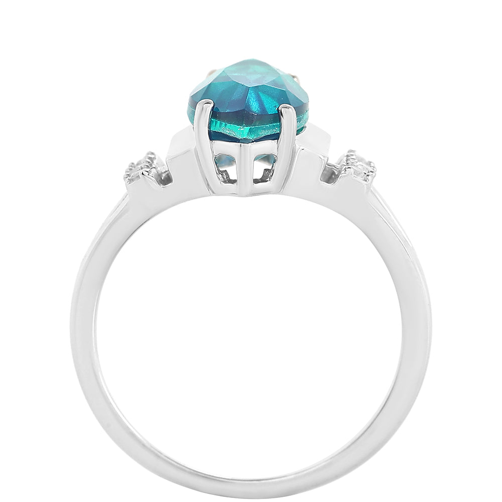 Stříbro 925/1000 - Prsten s Pavím Křemenem a Bílým Topazem - Karátové číslo: 2.95. přibližná hmotnost: 3.59 gramů 3 