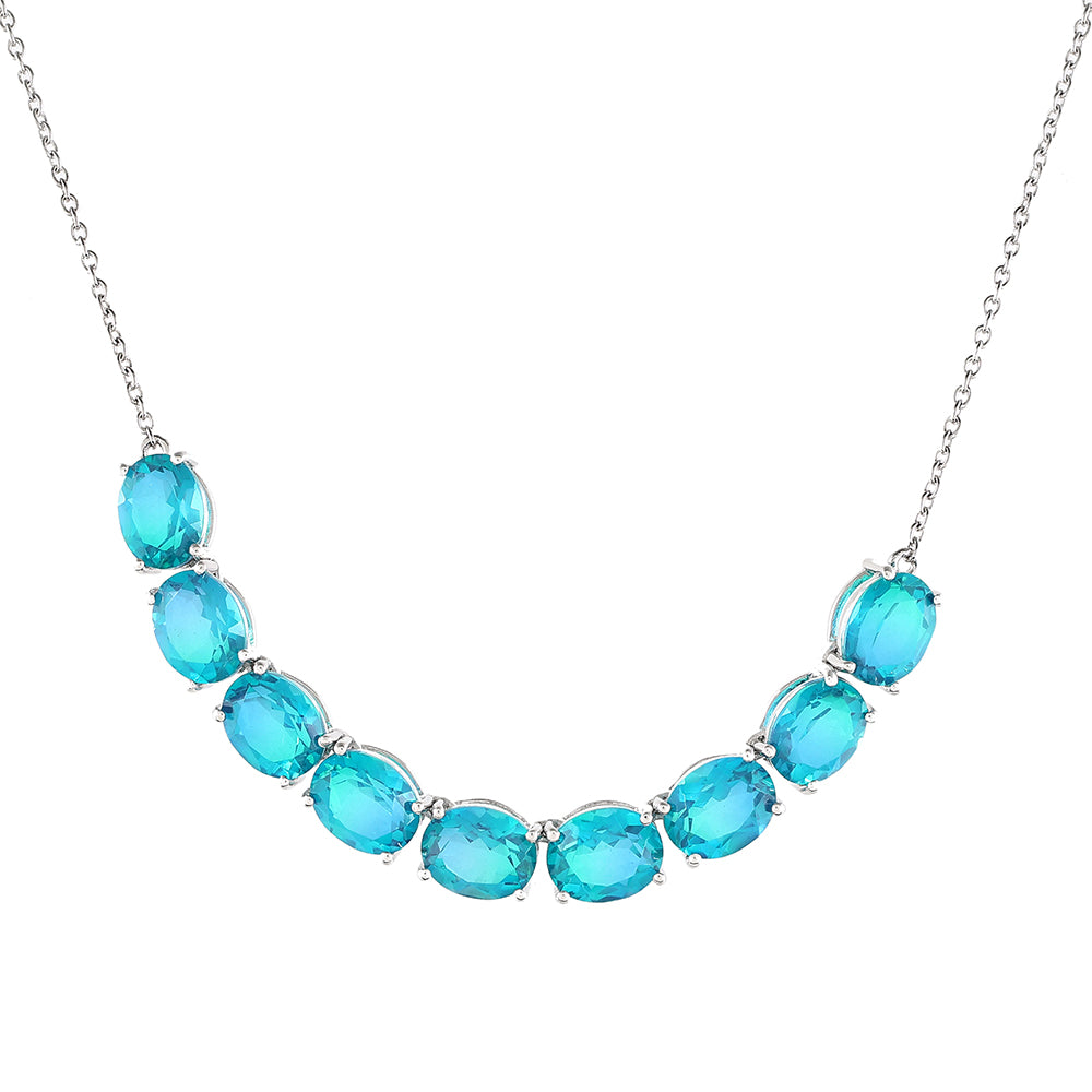 Stříbro 925/1000 - Náhrdelník s Pavím Křemenem - Karátové číslo: 18. přibližná hmotnost: 10.18 gramů 1 