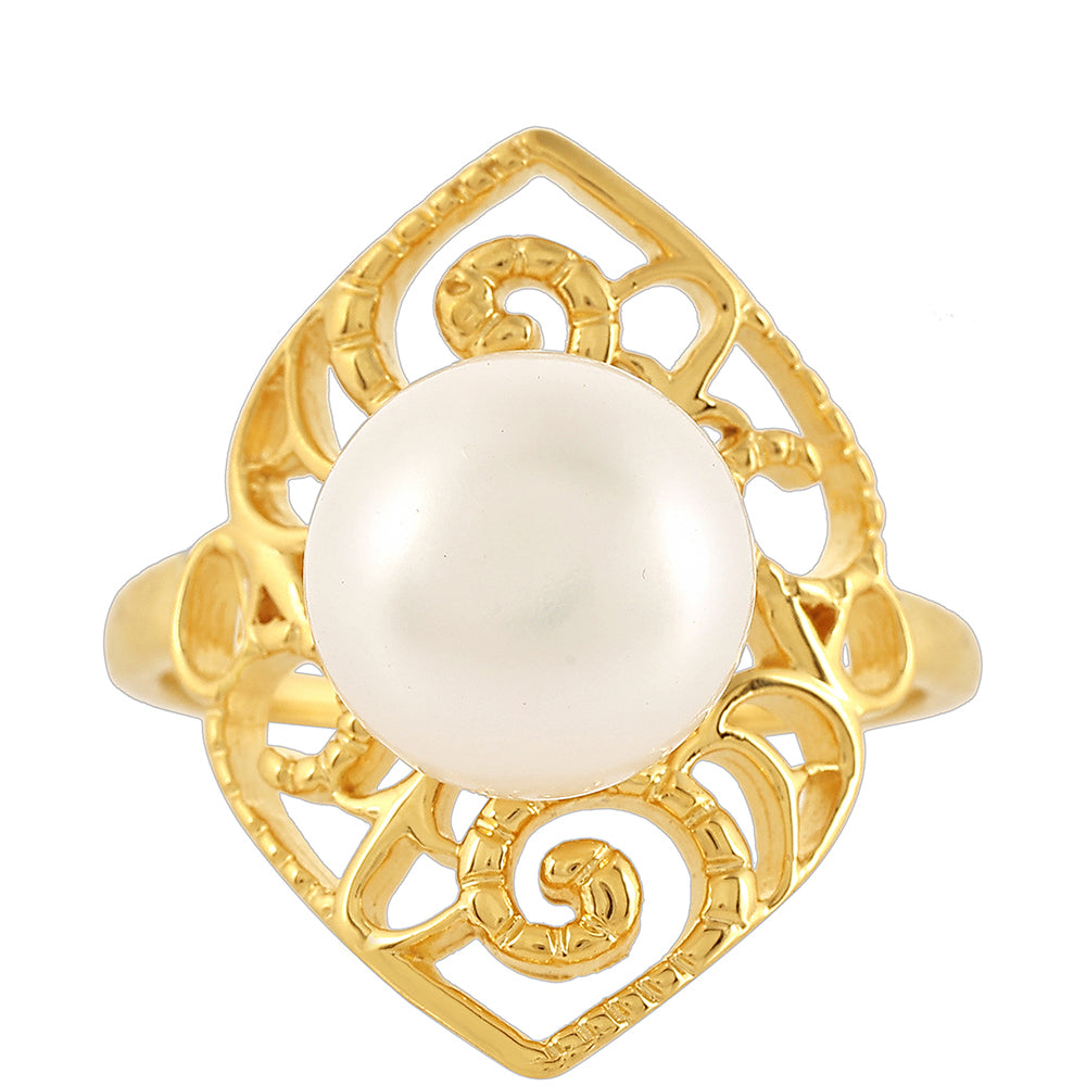 Pozlacené Stříbro 925/1000 - Prsten s Barokní Sladkovodní Kultivovanou Perlou - Karátové číslo: 2.6. přibližná hmotnost: 4.31 gramů 1 