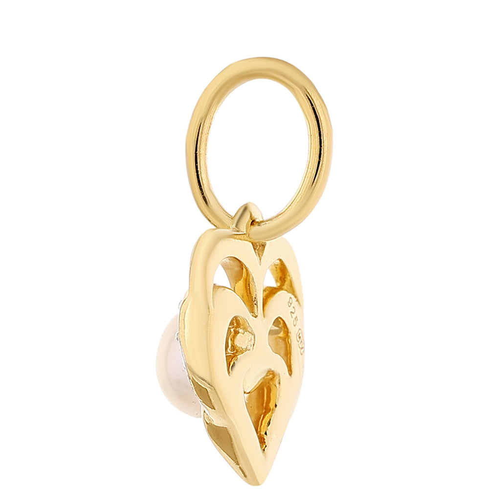 Pozlacené Stříbro 925/1000 - Přívěsek s Barokní Sladkovodní Kultivovanou Perlou a Bílým Topazem - Karátové číslo: 0.82. přibližná hmotnost: 1.51 gramů 2 