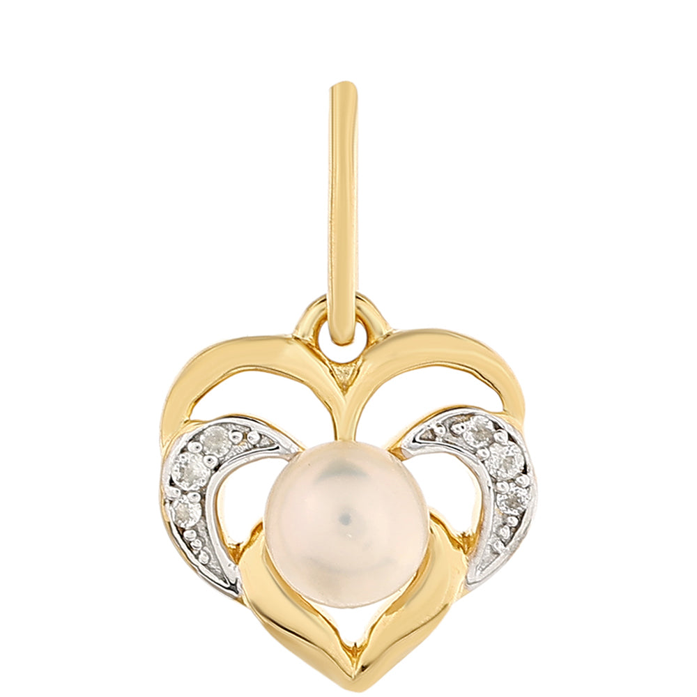 Pozlacené Stříbro 925/1000 - Přívěsek s Barokní Sladkovodní Kultivovanou Perlou a Bílým Topazem - Karátové číslo: 0.82. přibližná hmotnost: 1.51 gramů 1 