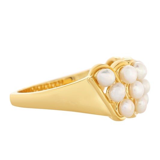 Pozlacené Stříbro 925/1000 - Prsten s Barokní Sladkovodní Kultivovanou Perlou - Karátové číslo: 1.77. přibližná hmotnost: 3.94 gramů