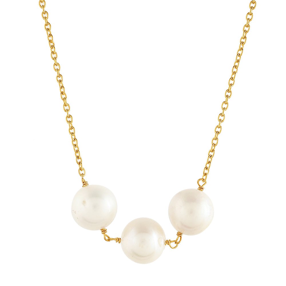 Pozlacené Stříbro 925/1000 - Náhrdelník s Barokní Sladkovodní Kultivovanou Perlou - Karátové číslo: 17.31. přibližná hmotnost: 5.92 gramů 1 