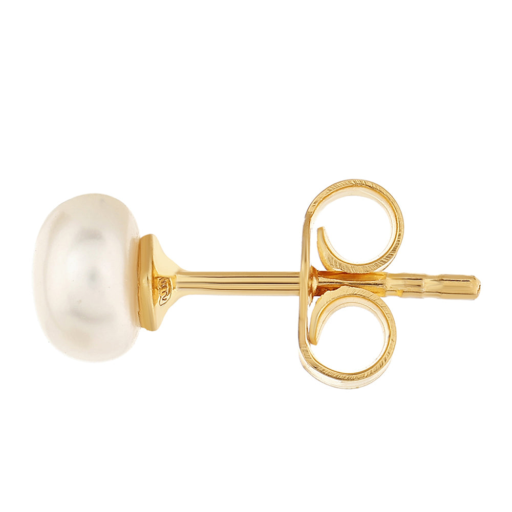 Pozlacené Stříbro 925/1000 - Náušnice s Barokní Sladkovodní Kultivovanou Perlou - Karátové číslo: 2.47. přibližná hmotnost: 1.13 gramů 2 