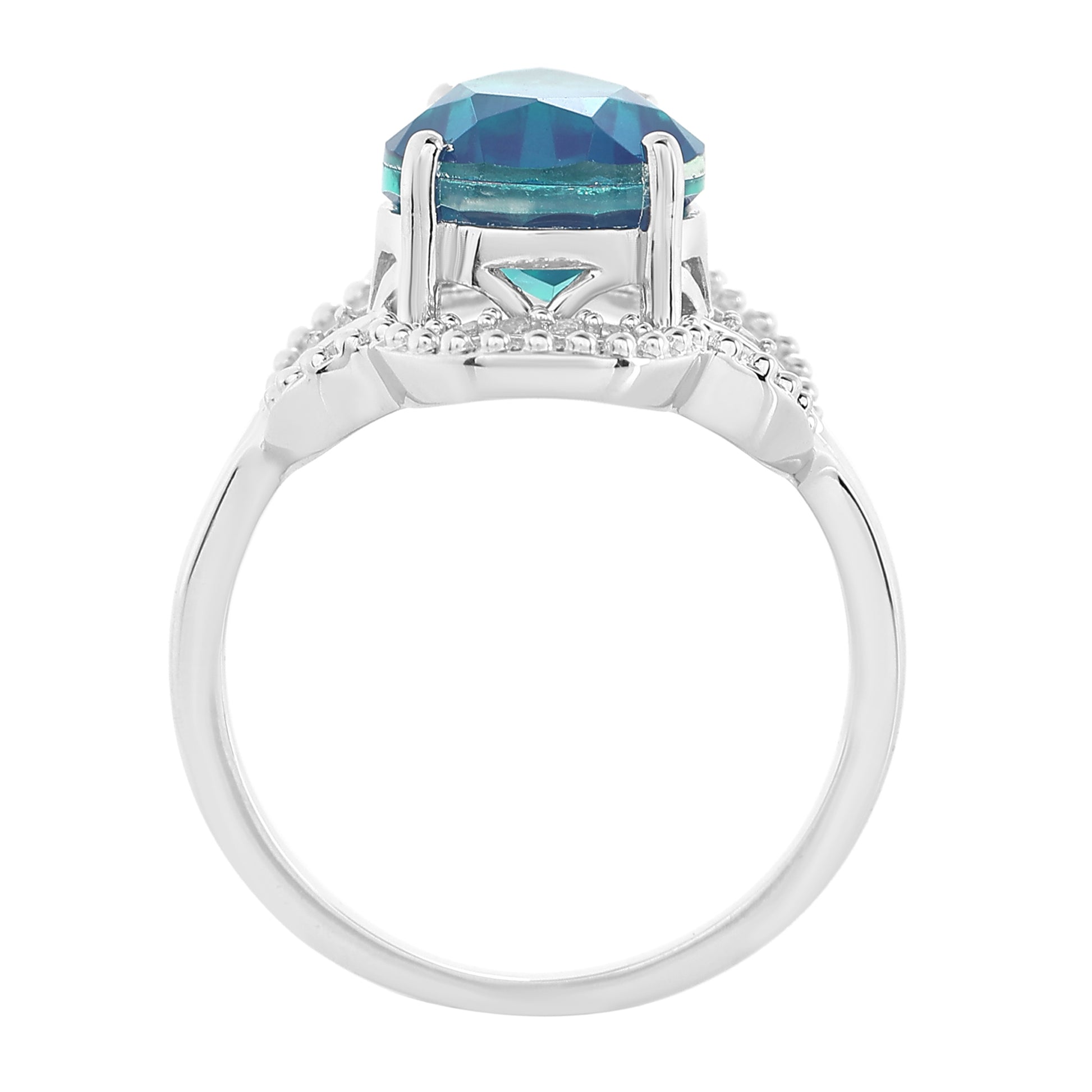 Stříbro 925/1000 - Prsten s Pavím Křemenem a Bílým Topazem - Karátové číslo: 4.19. přibližná hmotnost: 4.49 gramů 6 