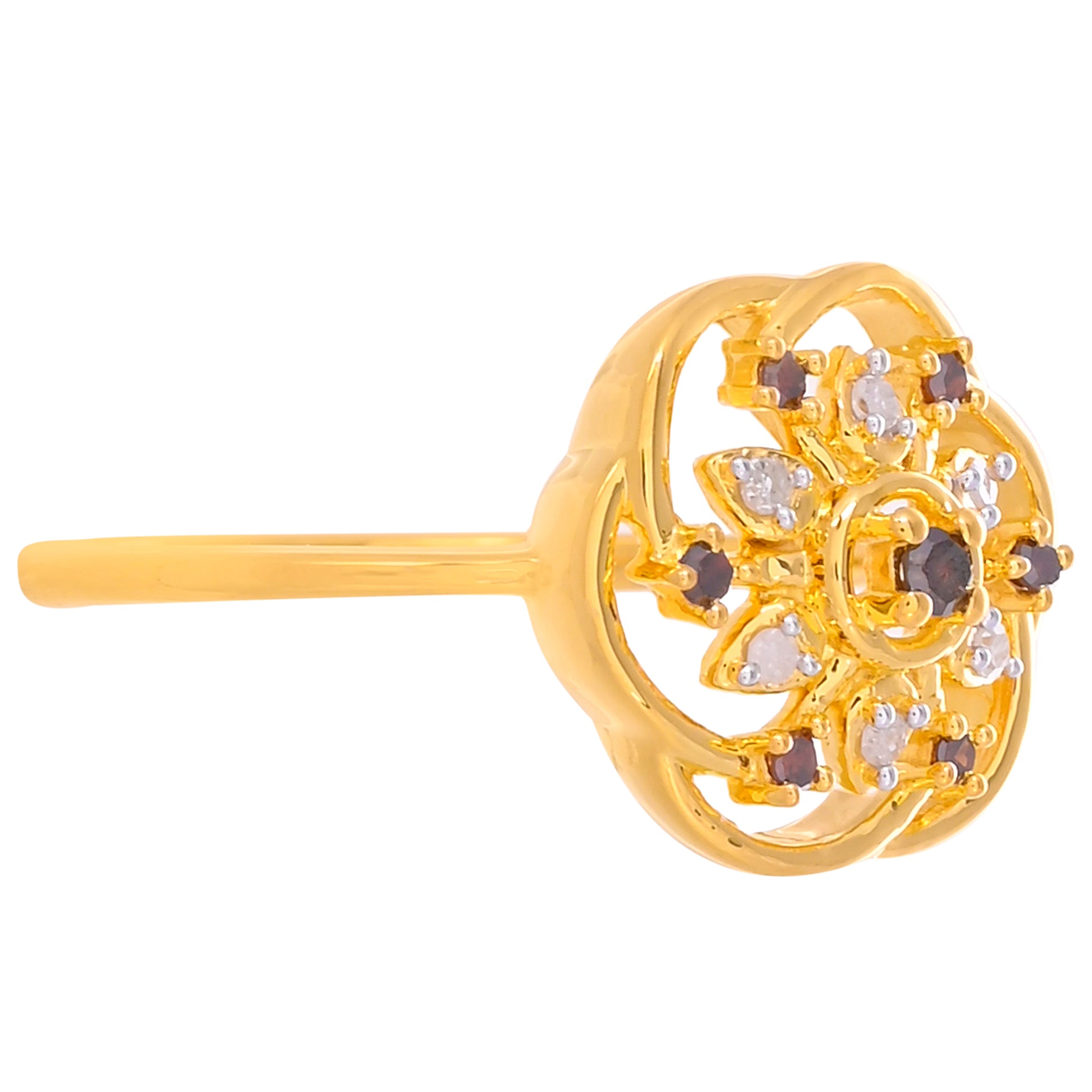 Pozlacený Stříbrný Prsten s Červeným Diamantem a Bílým Diamantem 2 