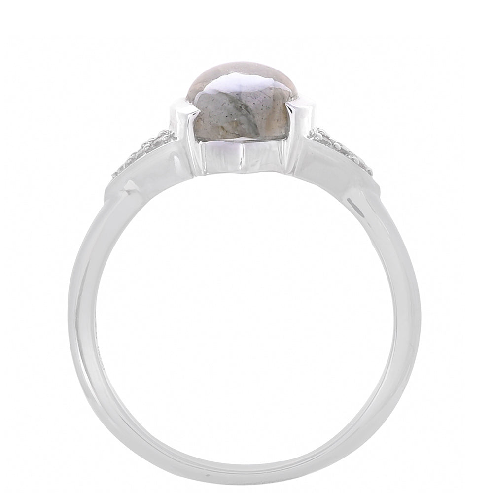 Stříbrný Prsten s Labradoritem a Bílým Topazem