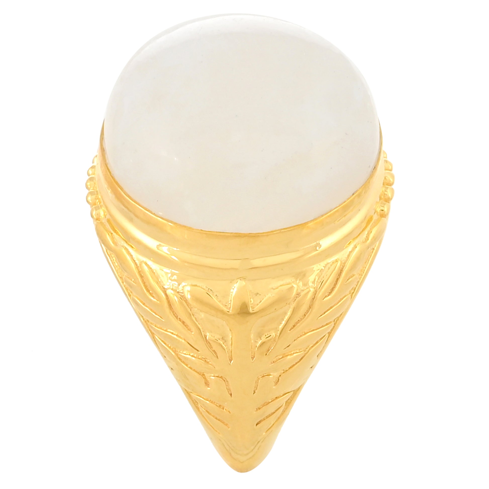 Pozlacený Stříbrný Prsten s Duhovým Měsíčním Kamenem 3 