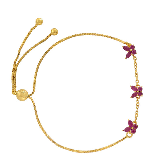 Pozlacený Stříbrný Náramek s Thajským Rubínem