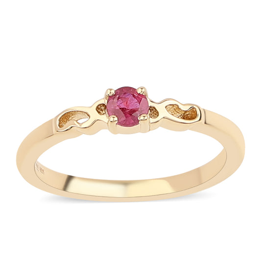 Pozlacené Stříbro 925/1000 - Prsten s Thajským Rubínem - Karátové číslo: 0.25. přibližná hmotnost: 2.07 gramů